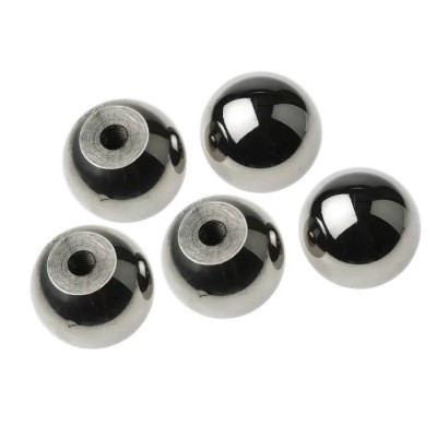 RS PRO Silver Aluminium Ball Clamping Knob, Threaded Through Hole, Ball Shape, 16 mm Diameter, 7 mm Thread Length, 144-3651