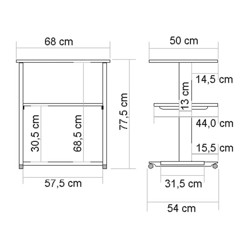 RS PRO 3 Shelf Printer Stand, Metal Frame, Lockable Wheels, 30kg Max Load 144-5956