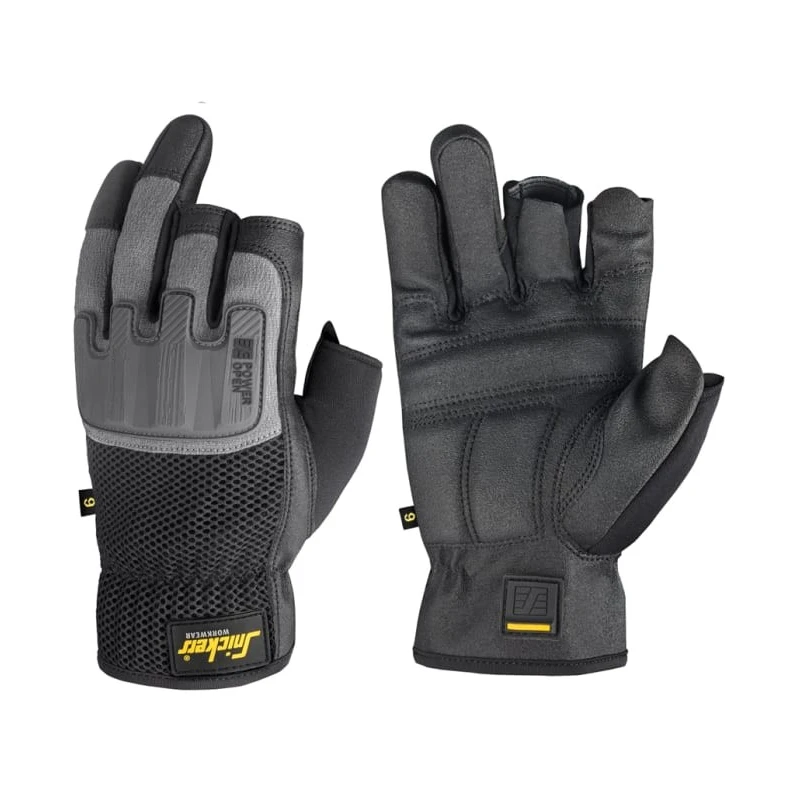 Snickers Power Open Black Polyamide Work Gloves Size 8 95860448008
