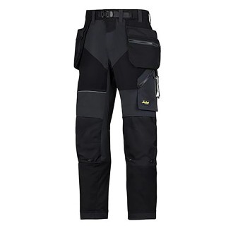 Snickers Flexiwork Men's Work Trouser, Black, Ripstop, 80 cm Waist, 32in Leg, 69020404052