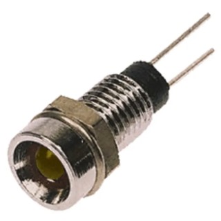 Bulgin Yellow Panel Mount Indicator, 6.1 mm Lead Wire, 2V DC, Single Colour, DX1116/YL