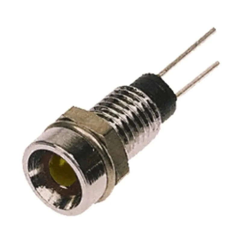 Bulgin Yellow Panel Mount Indicator, 6.1 mm Lead Wire, 2V DC, Single Colour, DX1116/YL