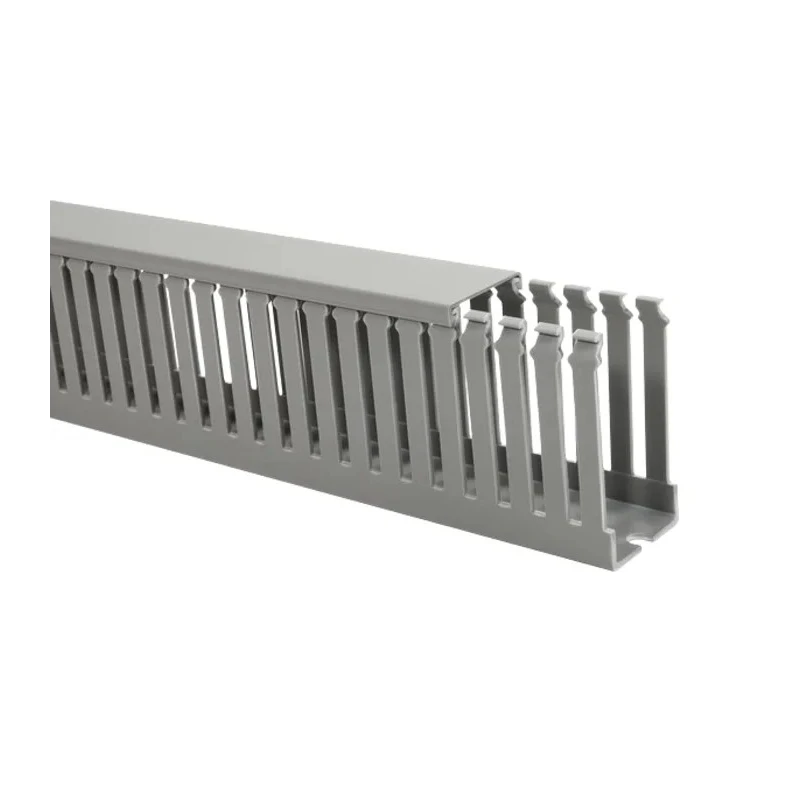 HellermannTyton Open Slot Cable Trunking, PVC, Grey, 50mm Width, 100mm Depth, 2m Length, HTWD-PD-50X100-PVC-GY W50mm