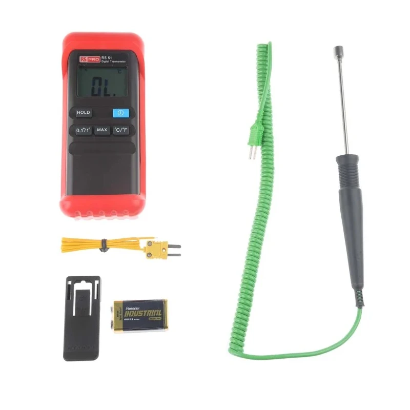 RS PRO K Type Probe Wired Digital Thermometer, 1 Input, 1300°C Max, ±0.2 Reading +1°C Accuracy RS51
