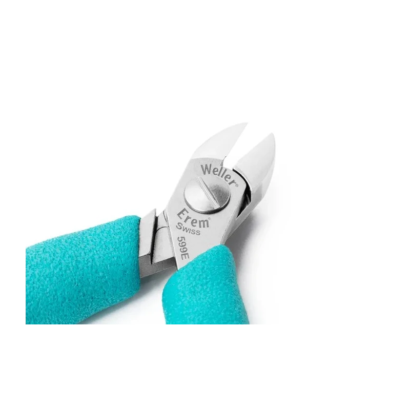 Erem Flush ESD Safe Side Cutter, 11mm Jaw Width, 1.57mm Max Cutting Capacity, Bi-Metal Handle, High Grade Tool Steel, 599E