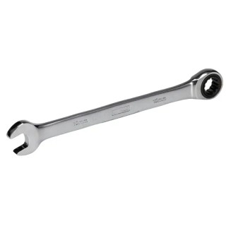 RS PRO Combination Ratchet Spanner 10 mm Chrome Vanadium Steel, Chrome Finish, 160 mm Overall Length, Height Safe 144-7959