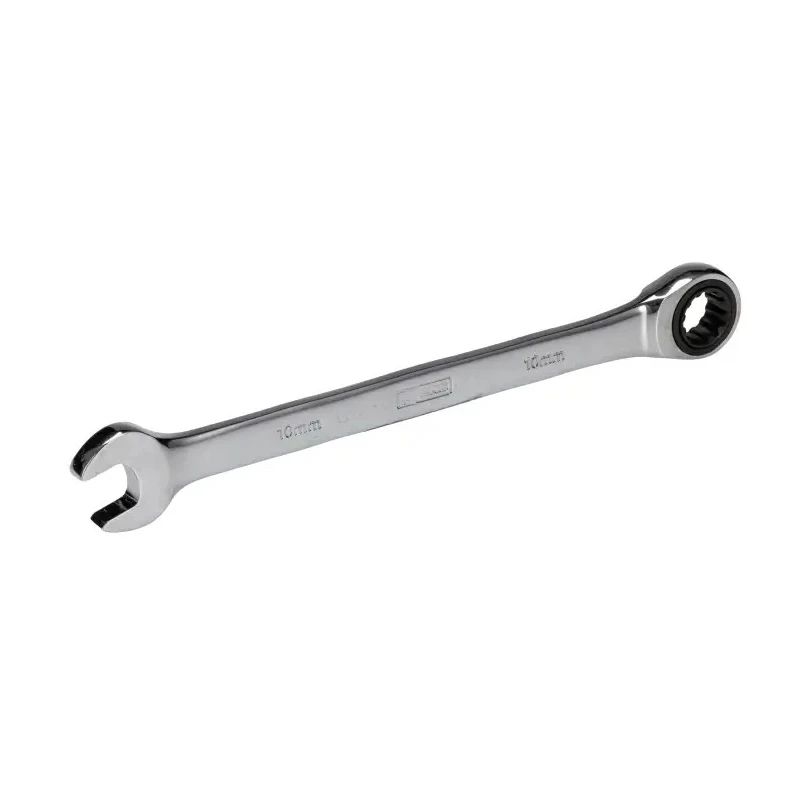 RS PRO Combination Ratchet Spanner 10 mm Chrome Vanadium Steel, Chrome Finish, 160 mm Overall Length, Height Safe 144-7959