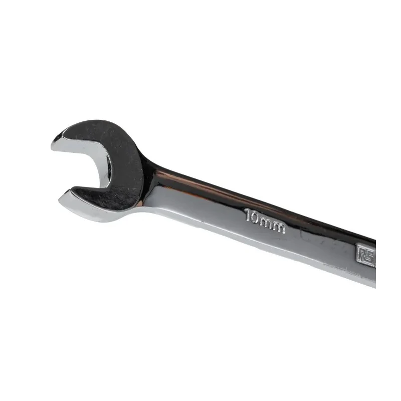 RS PRO Combination Ratchet Spanner 10 mm Chrome Vanadium Steel, Chrome Finish, 160 mm Overall Length, Height Safe 144-7959
