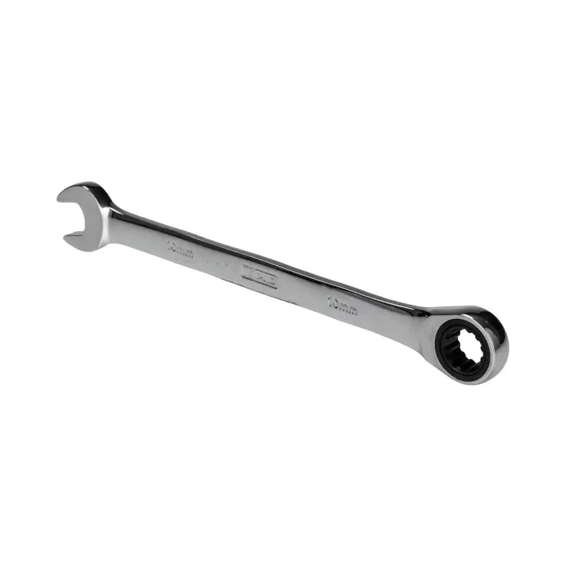 RS PRO Combination Ratchet Spanner 10 mm Chrome Vanadium Steel, Chrome Finish, 160 mm Overall Length, Height Safe 144-7959
