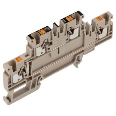 Weidmüller DIN Rail Terminal Block 800V, 24A, 4mm², Push-in, 2-Level, Dark Beige 1547650000