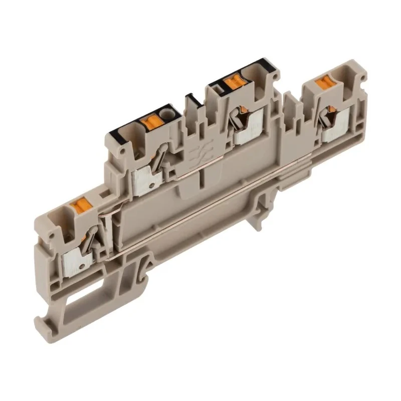 Weidmüller DIN Rail Terminal Block 800V, 24A, 4mm², Push-in, 2-Level, Dark Beige 1547650000