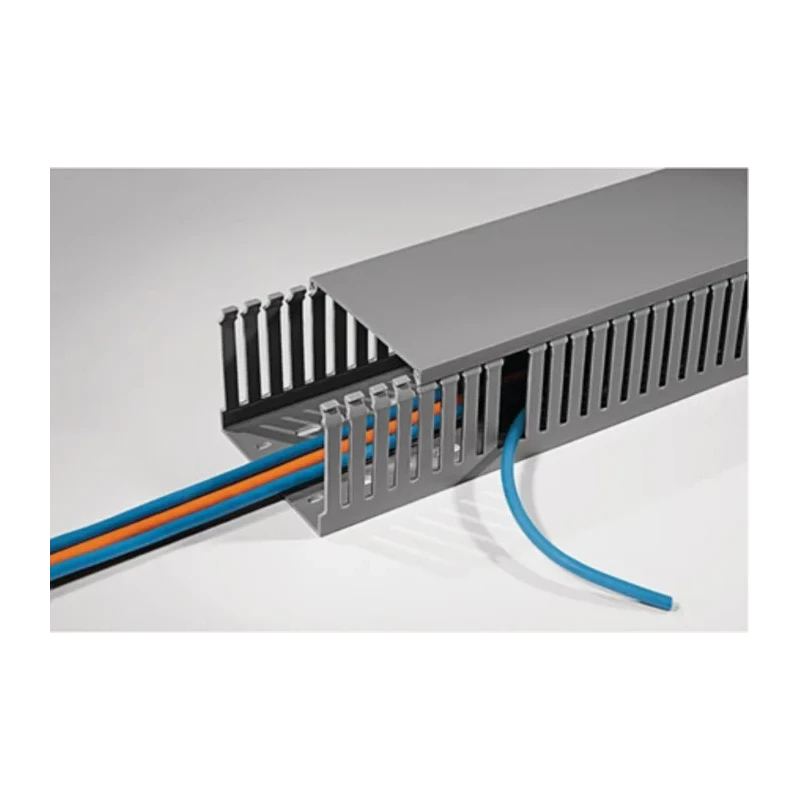 HellermannTyton Cable Trunking, Open Slot, Grey, Polyvinyl Chloride, 37.5mm Width x 50mm 185-43750 HTWD-PD-37.5X50-PVC-GY