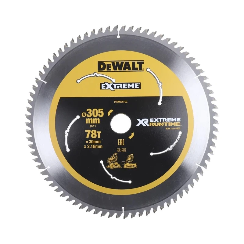 DeWALT Circular Saw Blade, 305 mm Diameter, 78 Teeth, Wood, Tungsten Carbide, 2.16 mm Kerf, DT99576-QZ