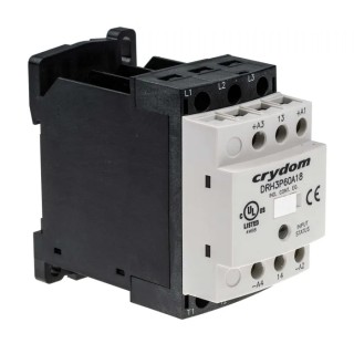Crydom DRH Solid State Relay 3-Pole 18A, DIN Rail, NO, 48V AC Control, 200V DC, 120V AC DRH3P60A18