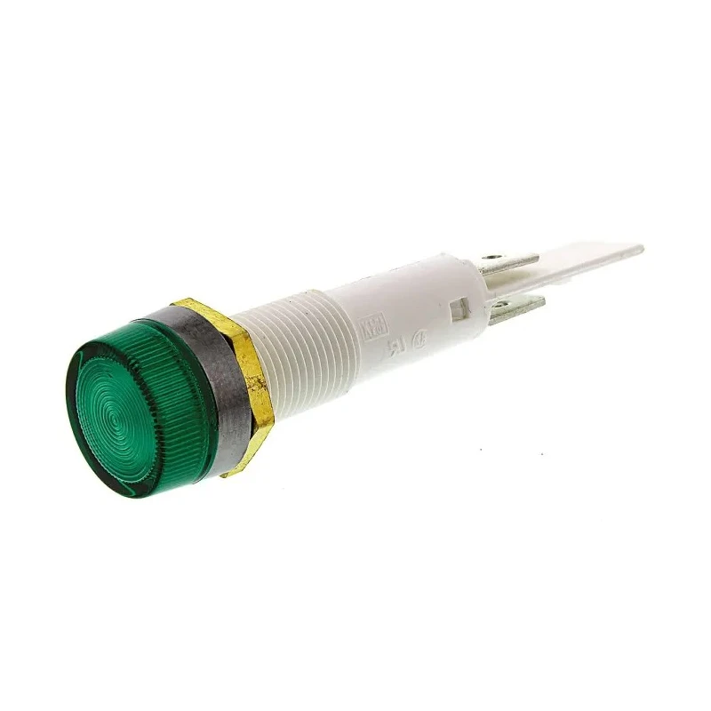 Arcolectric (Bulgin) Ltd Panel Mount Indicator 230V AC, Green Neon Light, Solder Tab Termination, IP67, 10mm C027700NAR