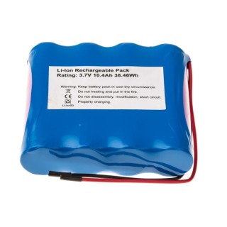 RS PRO 3.7V Lithium-ion Rechargeable Battery Pack, 4 Cells, 10.4Ah, Wire Terminal 144-9409