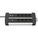 Brennenstuhl 3 m 8-Socket Extension Lead IP20, Surge Protection, Aluminium/PVC, Type F Schuko, 16A, Switchable