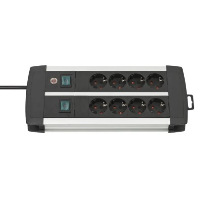 Brennenstuhl 3 m 8-Socket Extension Lead IP20, Surge Protection, Aluminium/PVC, Type F Schuko, 16A, Switchable