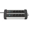Brennenstuhl 3 m 8-Socket Extension Lead IP20, Surge Protection, Aluminium/PVC, Type F Schuko, 16A, Switchable