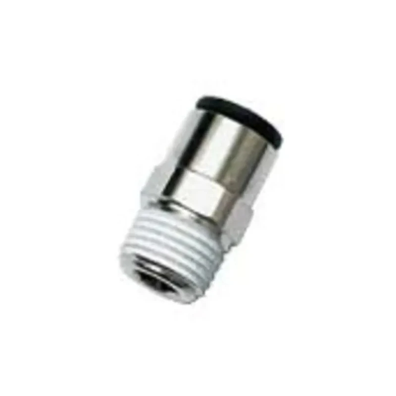 Legris LF3000 Series Pneumatic Fitting, Male, 3/8 Inch R Thread, Push-In 6mm Brass, Nickel Finish, 80°C Max LF3000