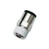 Legris LF3000 Series Pneumatic Fitting, Male, 3/8 Inch R Thread, Push-In 6mm Brass, Nickel Finish, 80°C Max LF3000