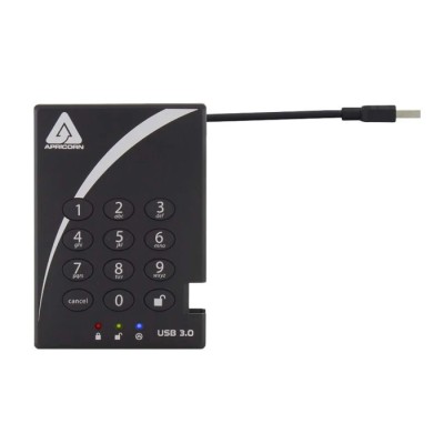 Apricorn Aegis Bio 3 Portable 1TB External Hard Drive AES-256 USB 3.0 Self-Destruct A25-3PL256-1000