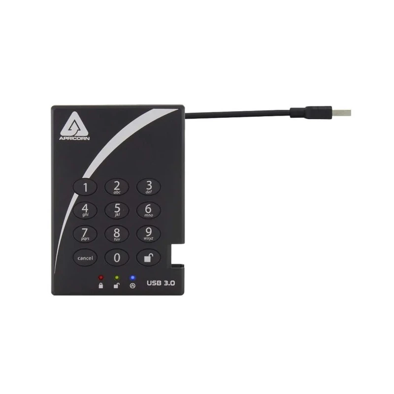 Apricorn Aegis Bio 3 Portable 1TB External Hard Drive AES-256 USB 3.0 Self-Destruct A25-3PL256-1000