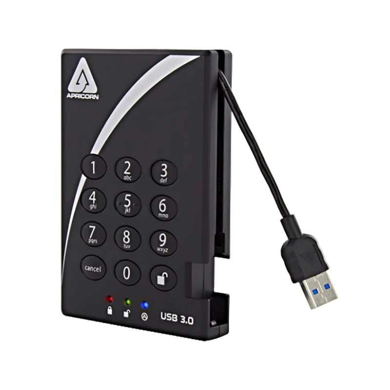 Apricorn Aegis Bio 3 Portable 1TB External Hard Drive AES-256 USB 3.0 Self-Destruct A25-3PL256-1000