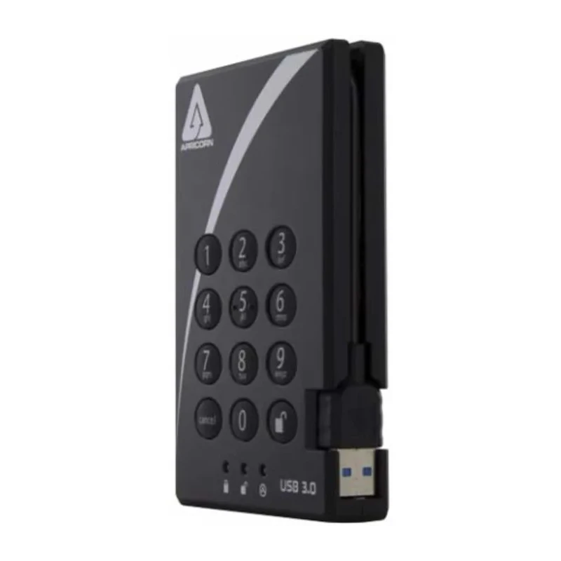 Apricorn Aegis Bio 3 Portable 1TB External Hard Drive AES-256 USB 3.0 Self-Destruct A25-3PL256-1000