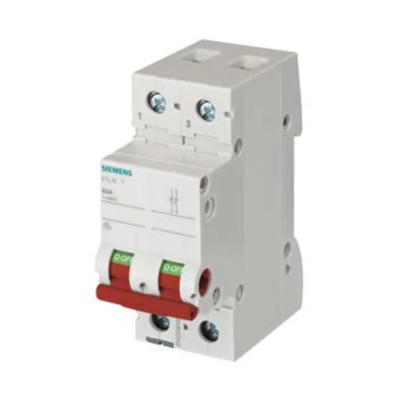 Siemens 2-Pole DIN Rail Isolator Switch, 63A, Red Handle, 400V AC, Model 5TL1263-1