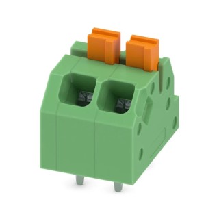 Phoenix Contact SPTAF 1/2-3.5-EL Series Angled Wave Soldering Mount PCB Terminal Block, 2 Contacts, 3.5 mm Pitch 1862042