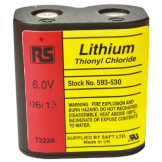 RS PRO 6V Lithium Thionyl Chloride Computer Backup Power Battery, 1.5 Ah, Non-Rechargeable 593-530