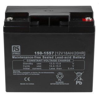 RS PRO Sealed Lead Acid Battery 18 Ah, AGM, T12 Terminal, 12V, 5.4 kg, 150-1557
