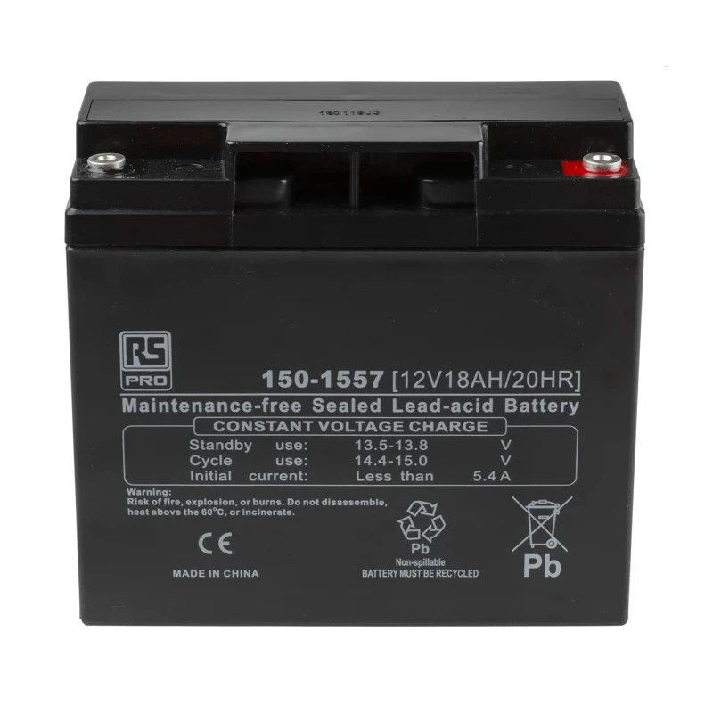RS PRO Sealed Lead Acid Battery 18 Ah, AGM, T12 Terminal, 12V, 5.4 kg, 150-1557