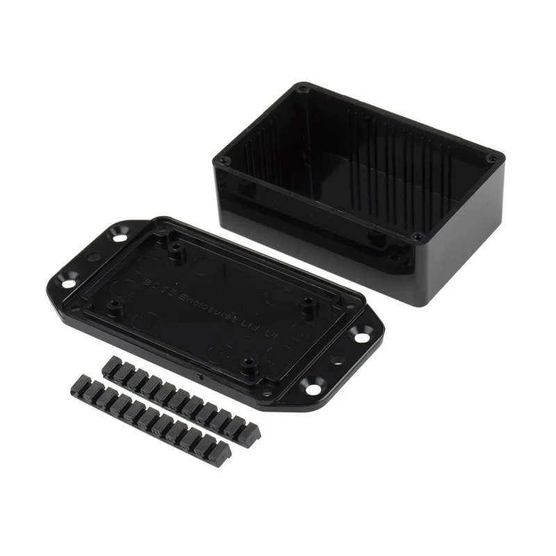 RS PRO Flanged 2000 Series ABS Enclosure, Black Lid, IP54, 28mm Height, 99.1mm Length, 52.3mm Width 153-3672