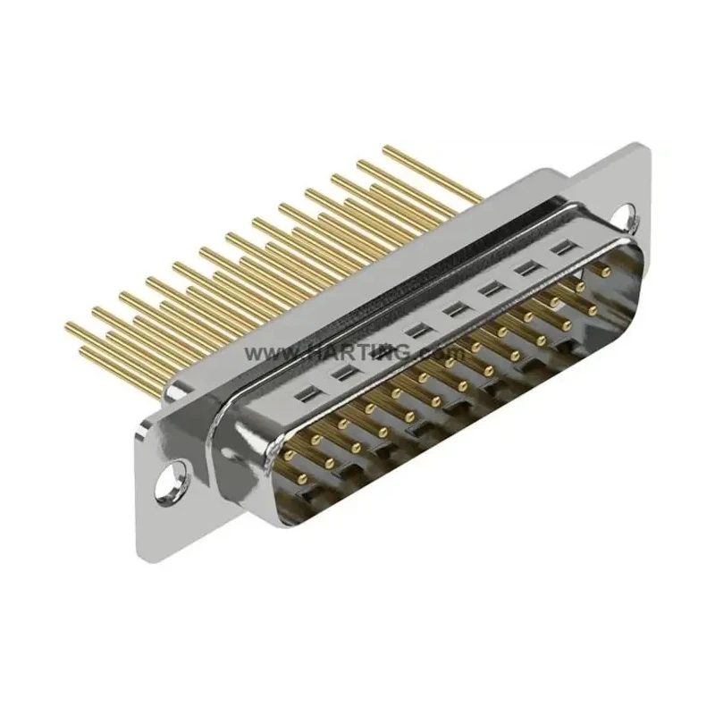 HARTING 25 Way Straight Panel Mount D-Sub Connector, Male, 2.76 mm Pitch, Wire Wrap, 7.5A, Metal, 1kV, 09670255607