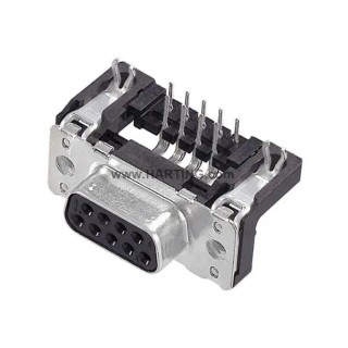 HARTING 37 Way Right Angle D-Sub Connector, 2.76 mm Pitch, Through Hole, Board Lock, Female, 6.5A, 1000V, 09664527611