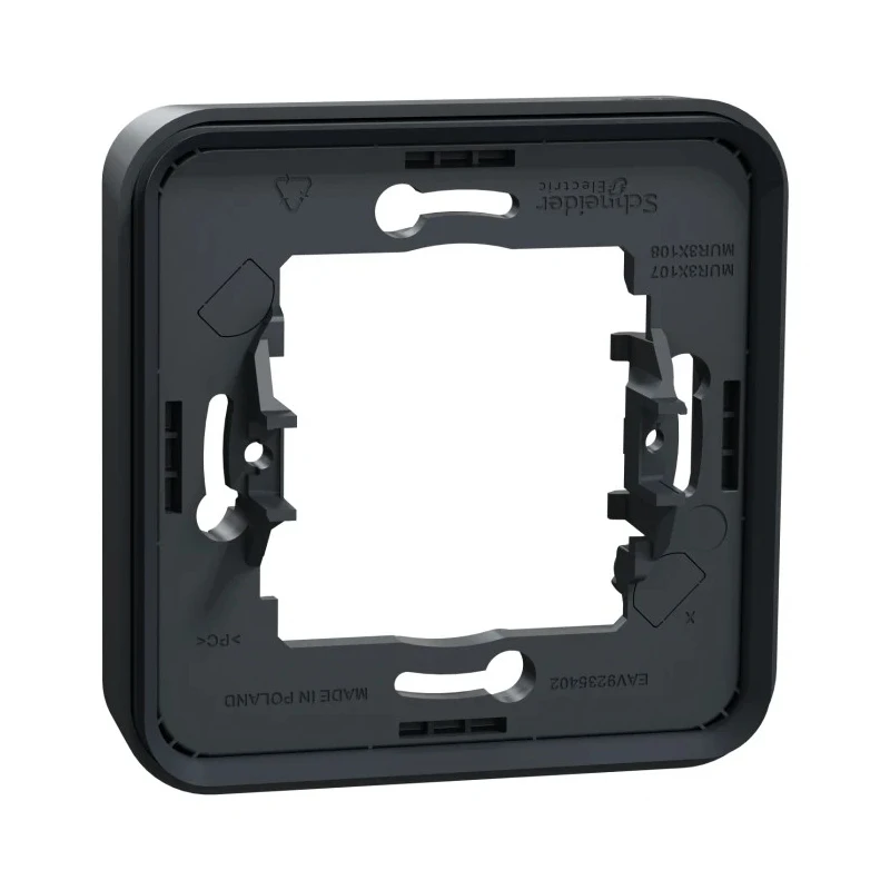 Schneider Electric Mureva Styl Back Box Mounting Frame, 1 Gang, IP55, Polycarbonate, Grey, Flush Mount, 84x84x28mm MUR34107