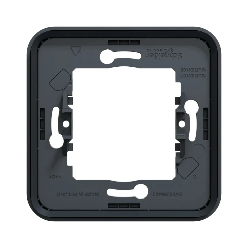 Schneider Electric Mureva Styl Back Box Mounting Frame, 1 Gang, IP55, Polycarbonate, Grey, Flush Mount, 84x84x28mm MUR34107