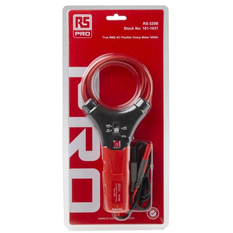 RS PRO Flexible AC Current Probe 3kA CAT IV CAT III, AAA Battery, True RMS Measurement 161-1631