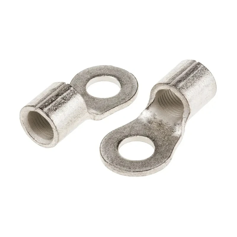 TE Connectivity Solistrand Uninsulated Crimp Ring Terminal 4 AWG, M8 Stud, 16.66mm Outer Diameter, Copper, Tin Plated 33470