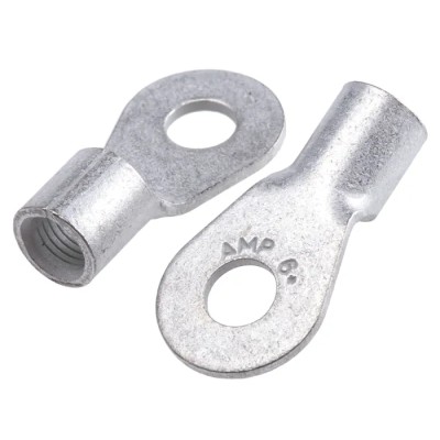 RS PRO Solistrand Uninsulated Crimp Ring Terminal, M6 Stud, 6 AWG, Copper 33465
