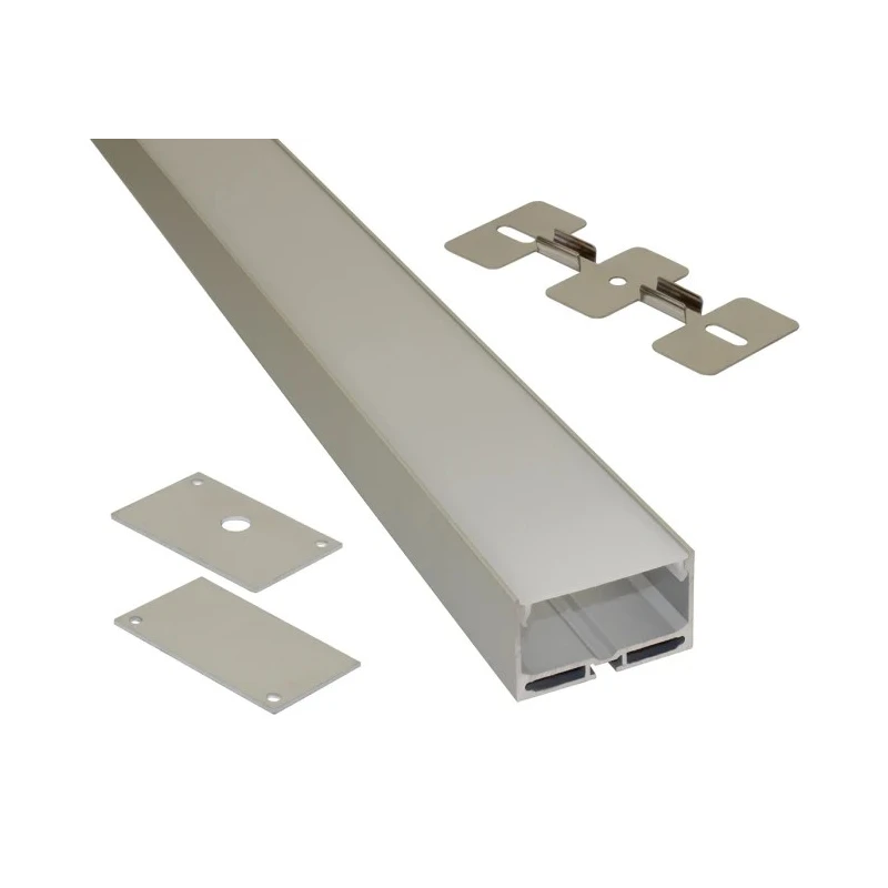 PowerLED LED Strip Extrusion & Diffuser EXT11, 1m, Surface-Mounted Aluminium Profile, 55mm Width