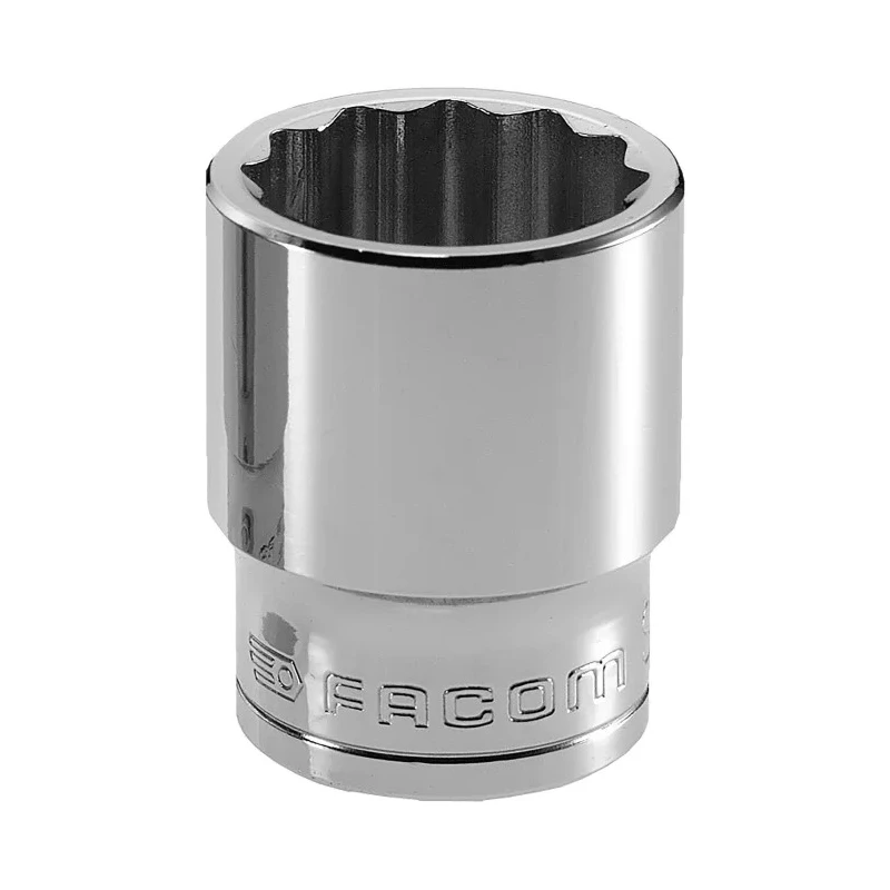 Facom 1/2 Inch Drive Standard Socket, 11 mm Size, Chrome Vanadium Steel, 9 mm Overall Length, Square Drive S.11