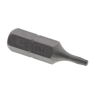 Facom Screwdriver Bit T6, Torx, 1/4 inch (6.35 mm) Drive, 25 mm Length, High Torque Steel EX.106