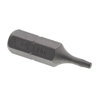 Facom Screwdriver Bit T6, Torx, 1/4 inch (6.35 mm) Drive, 25 mm Length, High Torque Steel EX.106