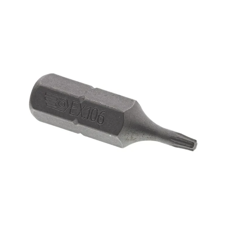 Facom Screwdriver Bit T6, Torx, 1/4 inch (6.35 mm) Drive, 25 mm Length, High Torque Steel EX.106