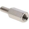 RS PRO M3 Hex Standoff, Male/Female, Brass, 10 mm Body, 8 mm Stud, Nickel Plated, 606-686