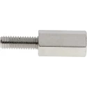 RS PRO M3 Hex Standoff, Male/Female, Brass, 10 mm Body, 8 mm Stud, Nickel Plated, 606-686