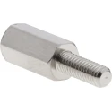 RS PRO M3 Hex Standoff, Male/Female, Brass, 10 mm Body, 8 mm Stud, Nickel Plated, 606-686